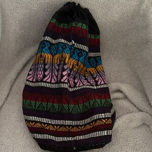 Vintage Handmade Mexican Embroidered Drawstring Bag